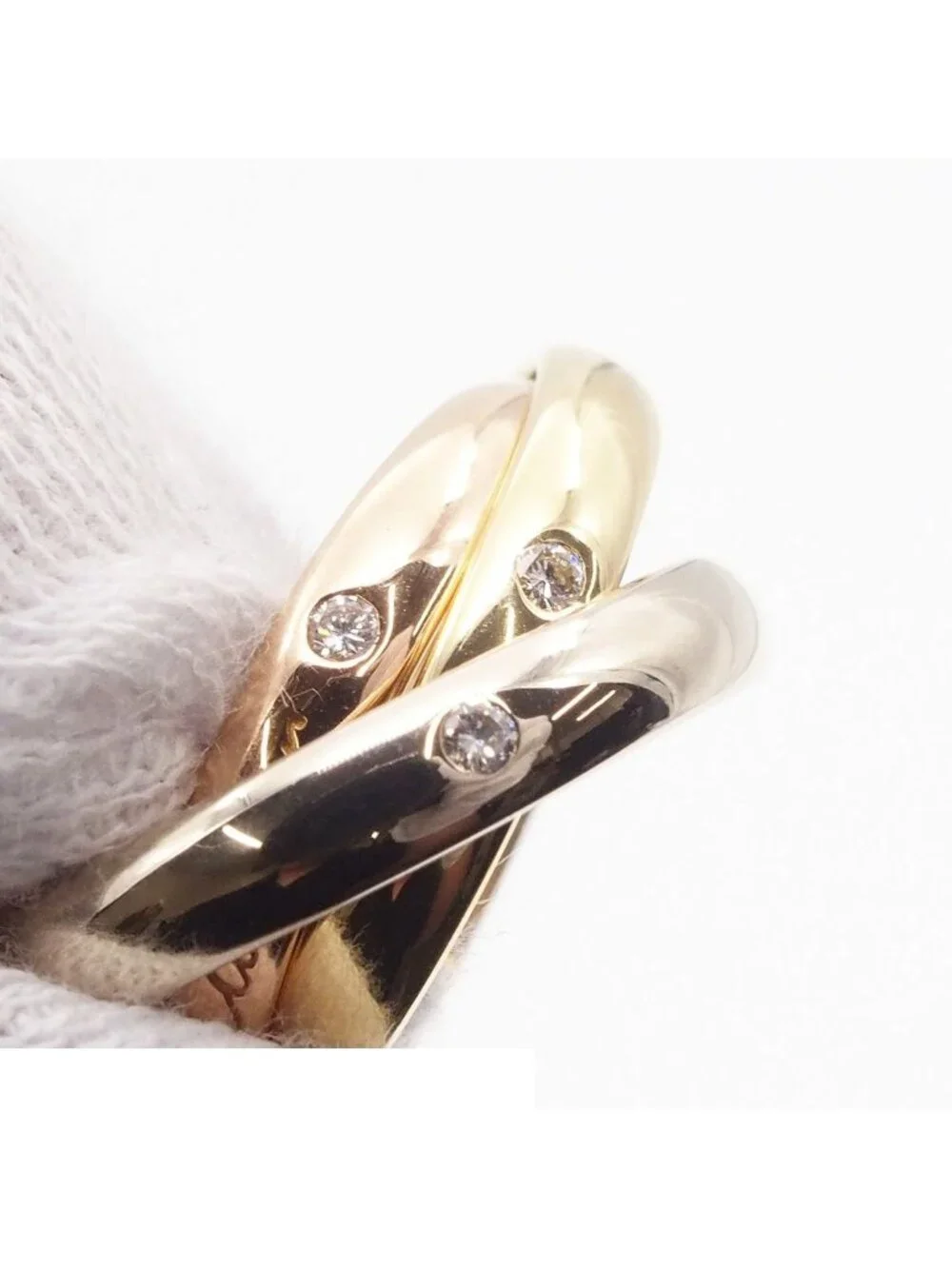 Cartier Trinity MM Three Color Gold Diamond 54 Ring